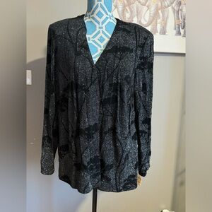 Alex Evenings Women's Size 18W  Cardigan Black Silver Sparkle